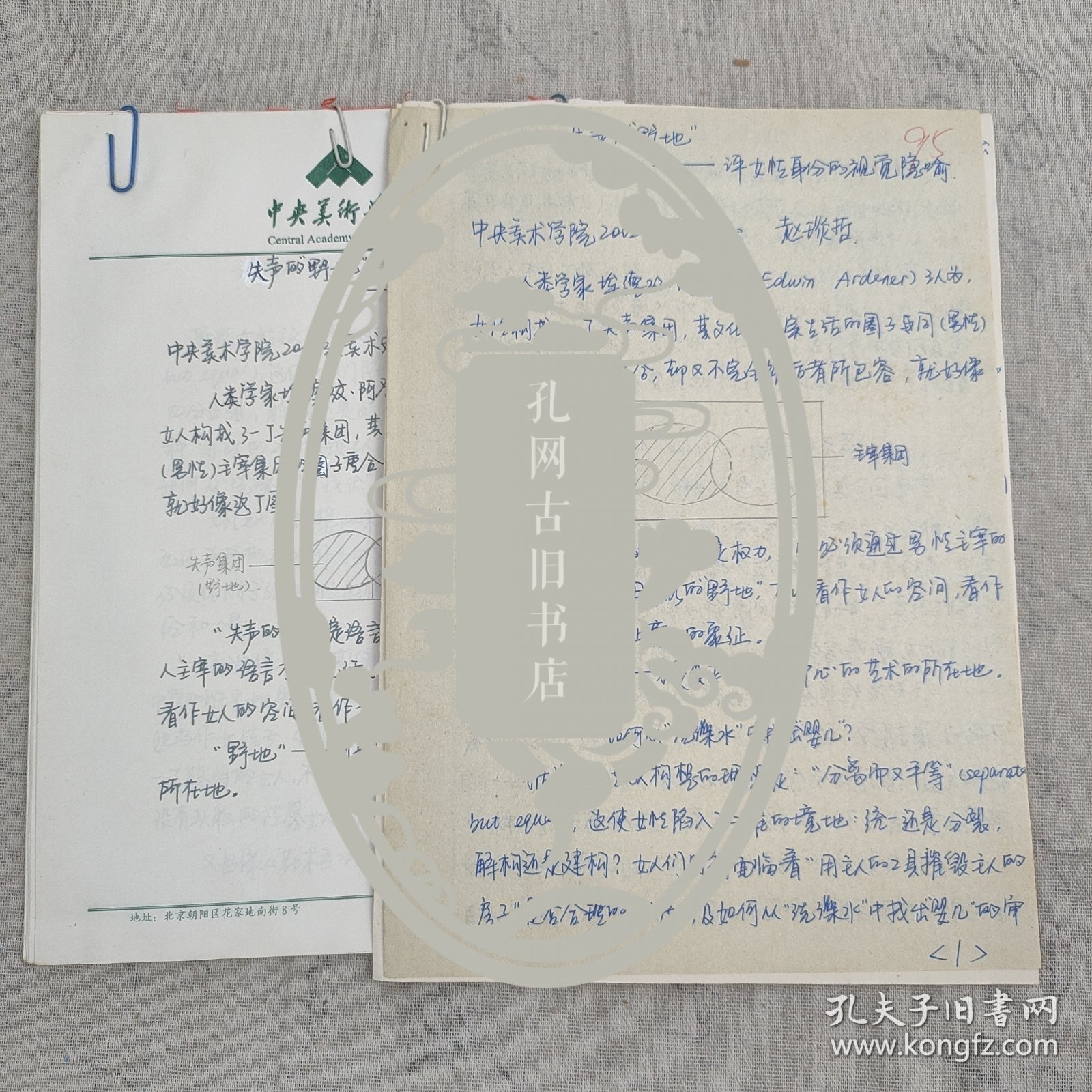 J8-18：画家、故宫博物院博士后、北京画院理论研究员 赵琰哲 手稿3份26页“评女性身份的视觉隐喻”“女性身份与女性艺术”等内容