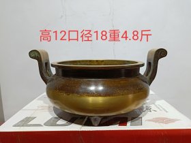 玉堂清玩铜三足香炉一个包浆老道造型别致细节如图