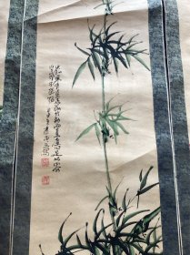 清雨点画作梅兰竹菊四条屏一组