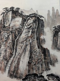 黄山秋色，立轴，梁树年， 画心尺寸84X64公分