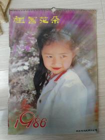 1986年祖国花朵儿童挂历，13张全，品如图。