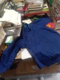 民国，缝纫机制作女款，蓝色手工纽扣上衣