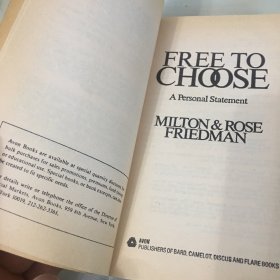 Free to choose（英语原版，《自由选择》，诺贝尔经济学奖获得者米尔顿·弗里德曼及其夫人经典作品，1981年出版，厚330页，自然旧，无笔记勾画）