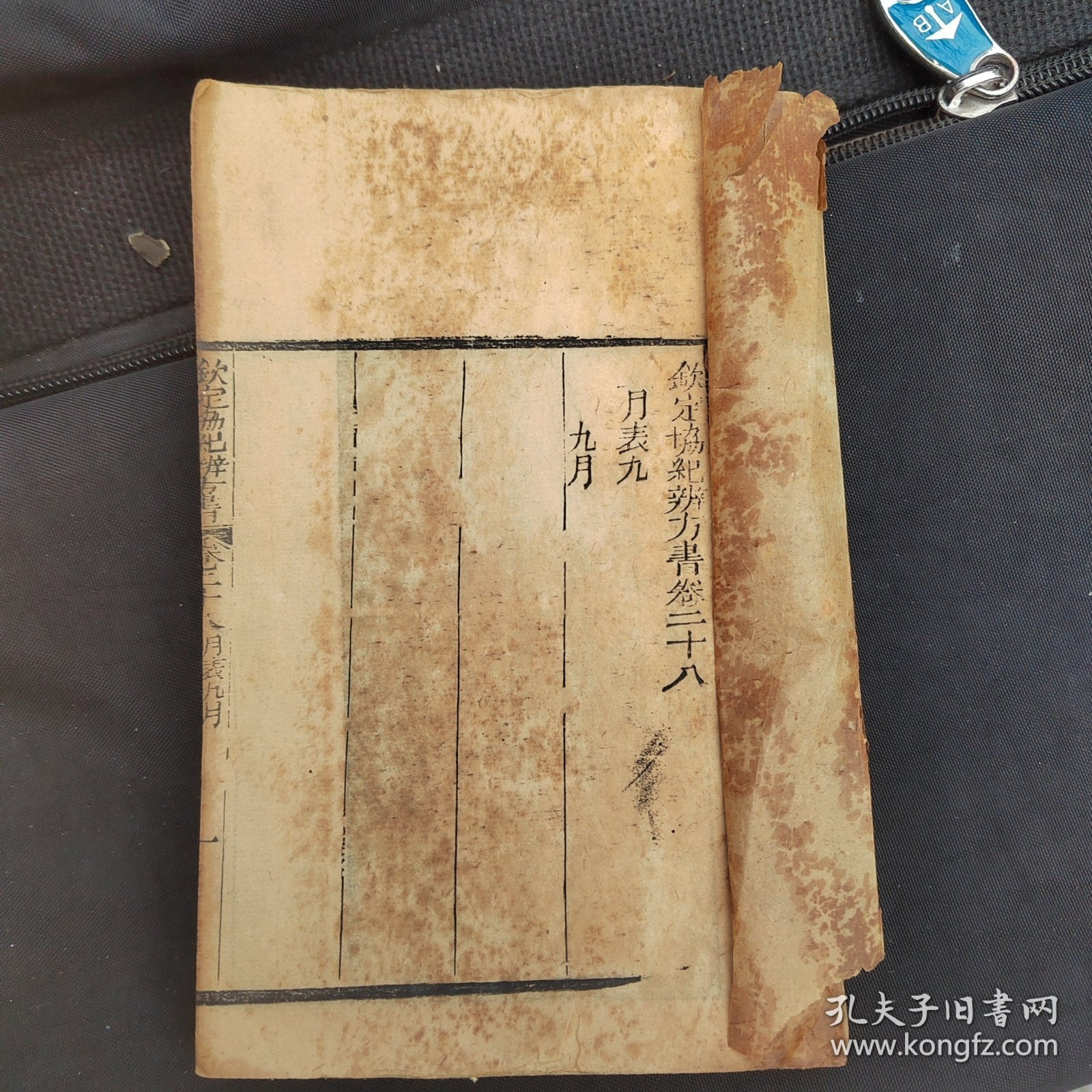 地理风水八卦书，清代木刻钦定协纪辩方书，双色套印，紫苏蓝色和墨色双色印刷，品相不错一厚册