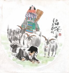 王树清西藏风情《吉祥如意》68X68cm