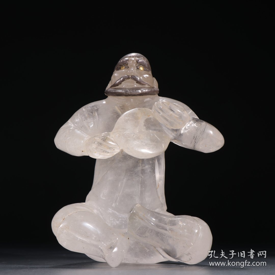 点击查看原图 清代 水晶嵌银胡人摆件