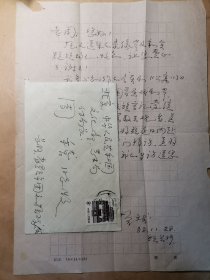 刘振球（1940-2020，著名作曲家、指挥家、湖南音乐家协会副主席，学生谭盾称其为“湖南的贝多芬”，代表作包括歌剧《深宫欲海》《从前有座山》《安重根》、音乐剧《秧歌浪漫曲》《四毛英雄传》、大型管弦乐作品《长岛人歌》、电影音乐《刘少奇44天》《毛泽东1925》，歌曲《山乡小渡船》《莫说山歌不是歌》《阿哥阿妹我问你》等）致文化部艺术局副局长周稽信札一通一页附封