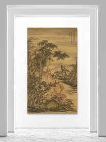 黄鼎 崔鏏 合画瑞鹿图轴。纸本大小170.77*292.97厘米。（切割制作）。宣纸艺术微喷复制。️可缩印