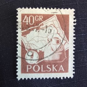 Polen206波兰邮票1956年徒步旅行 指南针和背包在地图前 4-2 销 1枚 邮戳随机