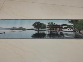 西湖平湖秋月  杭州启文丝织厂  绣画 50年代丝织画