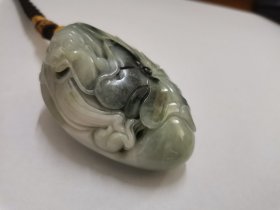 老坑满工寿星翡翠手把件（品相完好）