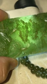 和田碧玉项链牌子，整块镂空雕刻，手工雕刻，山水楼阁，工艺精美，看图。看好下单