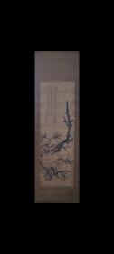 平野五岳（1811-1893）君子图 手绘 板绫材质 真迹 古笔南画 日本回流 挂轴 国画 文人画