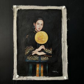 编号1018，纯手绘油画陈逸飞之作品，尺寸：70x100cm