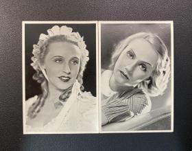 德国电影女明星黑白照片图卡两枚