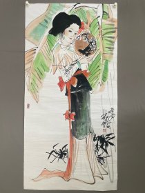 林墉，画心尺寸136x68 实物拍摄，品相如图，纯手绘。不议价。