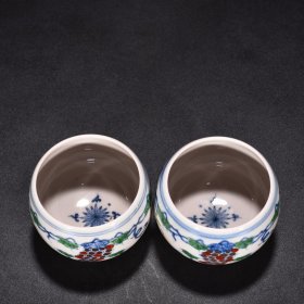 明成化红胎斗彩姹紫葡萄杯5 高5.2厘米 宽7厘米