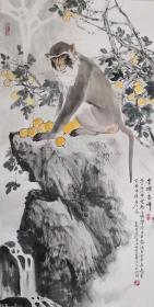 施永成动物画---金猴吉祥