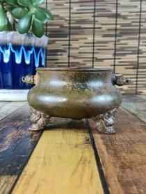 古董   古玩收藏   铜器   铜香炉   尺寸长宽高:14/12/8厘米，重量:2斤