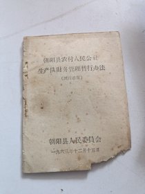 1963年辽宁省朝阳县农村人民公社生产队财务管理暂行办法
