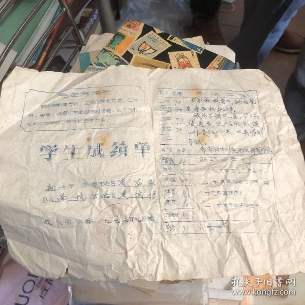 1973年 宁都县城头中小学 学生成绩单