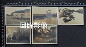 民国浙江湖州及湖州至平望的大运河相关老照片5张合售