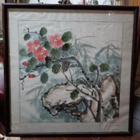 无锡张嘉林 花鸟画 画心约50cm见方