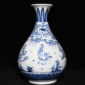 明正德青花人物故事纹玉壶春瓶，高31.5cm直径21cm
