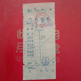 1976年11月11日，医药费，郑州市第二人民医院门诊收据（生日票据，医疗专题2类，60-10）