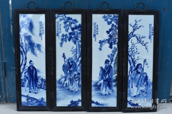 民国竹溪道人王步四爱人物瓷板画