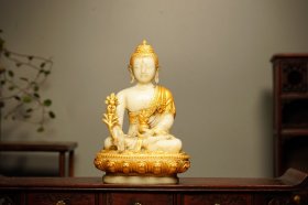 旧藏琉璃鎏金精雕细琢琉璃药师佛 尺寸：长8cm宽7cm高13cm 重量：重510g.