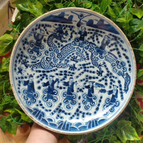 清青花八仙降龙纹盘