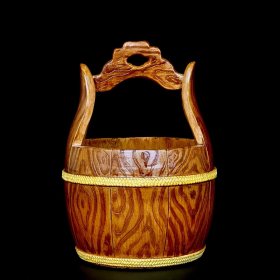 清乾隆仿生瓷木纹釉一桶天下;19x14厘米