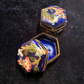 景泰蓝小粉盒 一对