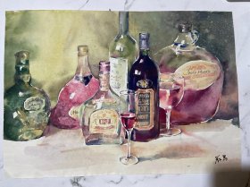 保真保手绘。水彩一张，品相如图。画心尺寸（52*37）cm，货号：L431
