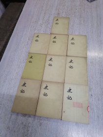 記,史十册全一，纪【一】，二，纪【二】表【一】，三，表【二】，四書，（前三页有轻微勾画），五，世家【一】，六世家【二】，七傳【一】，八，九，十是傳【二，三，四】