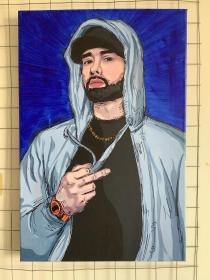 Eminem挂画装饰画潮流艺术手绘海报丙烯画姆爷嘻哈说唱歌手
