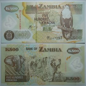 非洲国家赞比亚2011年版塑料钞500克瓦查一张 全新保真外国钱币