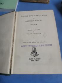 DOCUMENTARY SOURCE BOOK OF AMERICAN HISTORY1606-1926