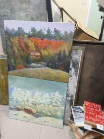2张打包卖！疑是张元老师作品，张元美院教授，综合材料画，四方，大概60×60厘米长方形！仔细看图自定！