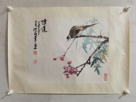 沈威峰，苏州画院院长，画心尺寸55+45厘米，苏州市美术家协会理事，江苏著名画家，零九年原裱镜芯作品《悟道》品相如图自然旧完好，图片与实物一致