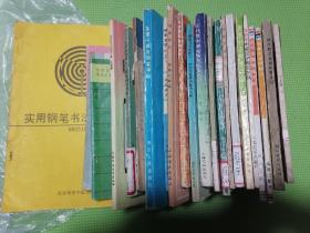 实用钢笔书法自学教材、唐诗宋词钢笔字帖、小学生字规范字钢笔楷书字帖、怎样写硬笔字、星录小楷字帖、全国首届美报杯钢笔书法大奖赛获奖作品丛书：青年硬笔书法、宋词一百首硬笔书法、钢笔字练习法、名人格言钢笔书法欣赏、庞中华钢笔字帖、历代楷书碑帖钢笔临写入门、谈钢笔字的书写、规范钢笔正楷字帖、明诗精粹、现代散文名篇钢笔字帖等23本合售（23本钢笔字帖合售）