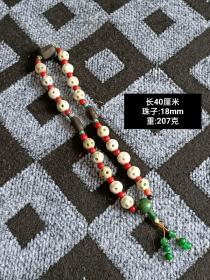100_旧藏玉石项链，做工精美，配饰红绿松石，品相如图！