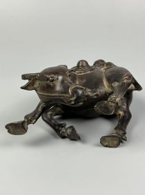 旧藏【童子牧牛】铜摆件