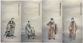 王竹人四条屏镜心
74*34.5cm，镜心
王竹人（1866 -1950）浙江绍兴人，本名王云，字竹人，以字行，斋堂为云樵山房，艺术家。