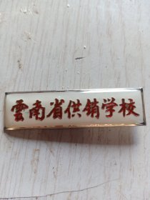 佳品校徽，早年云南省供销学校校徽，此校成立于1951年，早在九十年代就已更名为云南省贸易经济学校，可视为绝版校徽，值得收藏。