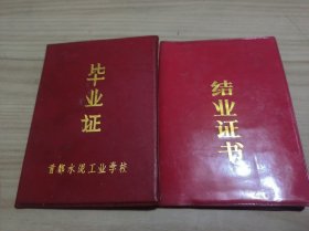 1976年首都水泥工业学校 毕业证、结业证书