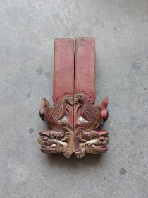 清代木雕鎏金狮子一对