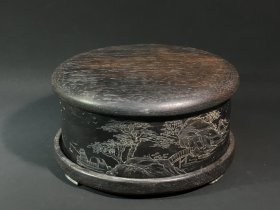 旧藏端砚 春江独钓款：李文田带盖