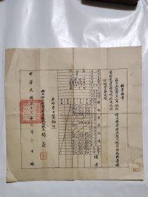 1944年山西私立铭贤中学（孔祥熙办）转学证书，稷山宁炳烈的。